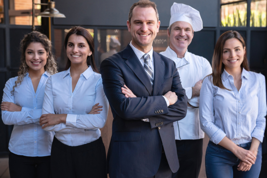 employees behind their team leader